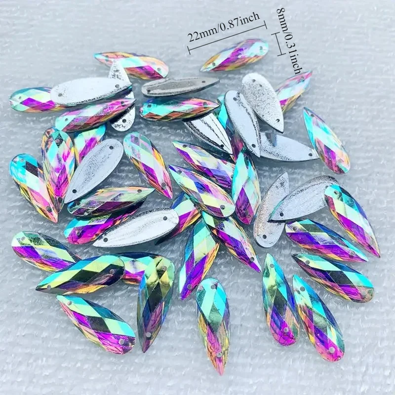40 ชิ้น 8*22 มม. คริสตัลเย็บติ - Sew On Rhinestone บทวิจารณ์และราคา
