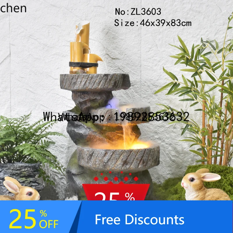 

Imitation Stone Fiberglass Indoor Landscape Flowing Water Ornament Circulating Courtyard Tea Room