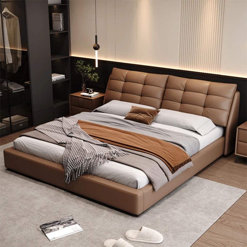 

Brown Decoration Double Bed Design Cheap Wooden Pliable Double Bed Storage Modern Camas Matrimoniales Furniture For Home