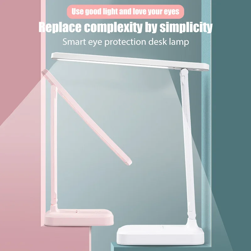 USB LED lampes de bureau pliantes tactile Dimmable 5V Protection des yeux lampe de Table de lecture chambre USB Rechargeable veilleuse maison