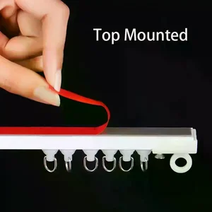 Self Adhesive Curtain Sliding Track Without Punching Nano Silent Track Top Mounted Side Mounted Home Window Decor Accessorie