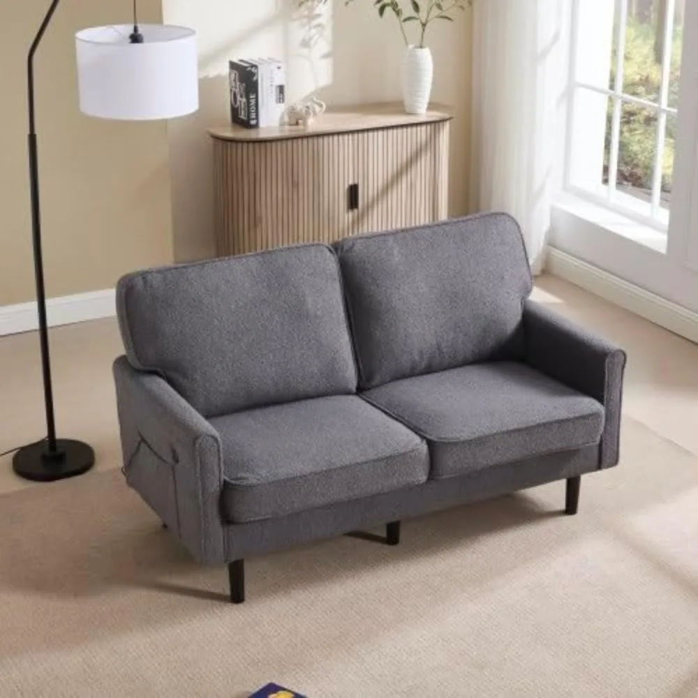 

"56" Loveseat - Modern 2-Seater Sofa w/ USB Charging & Storage Pocket for Small Spaces"​