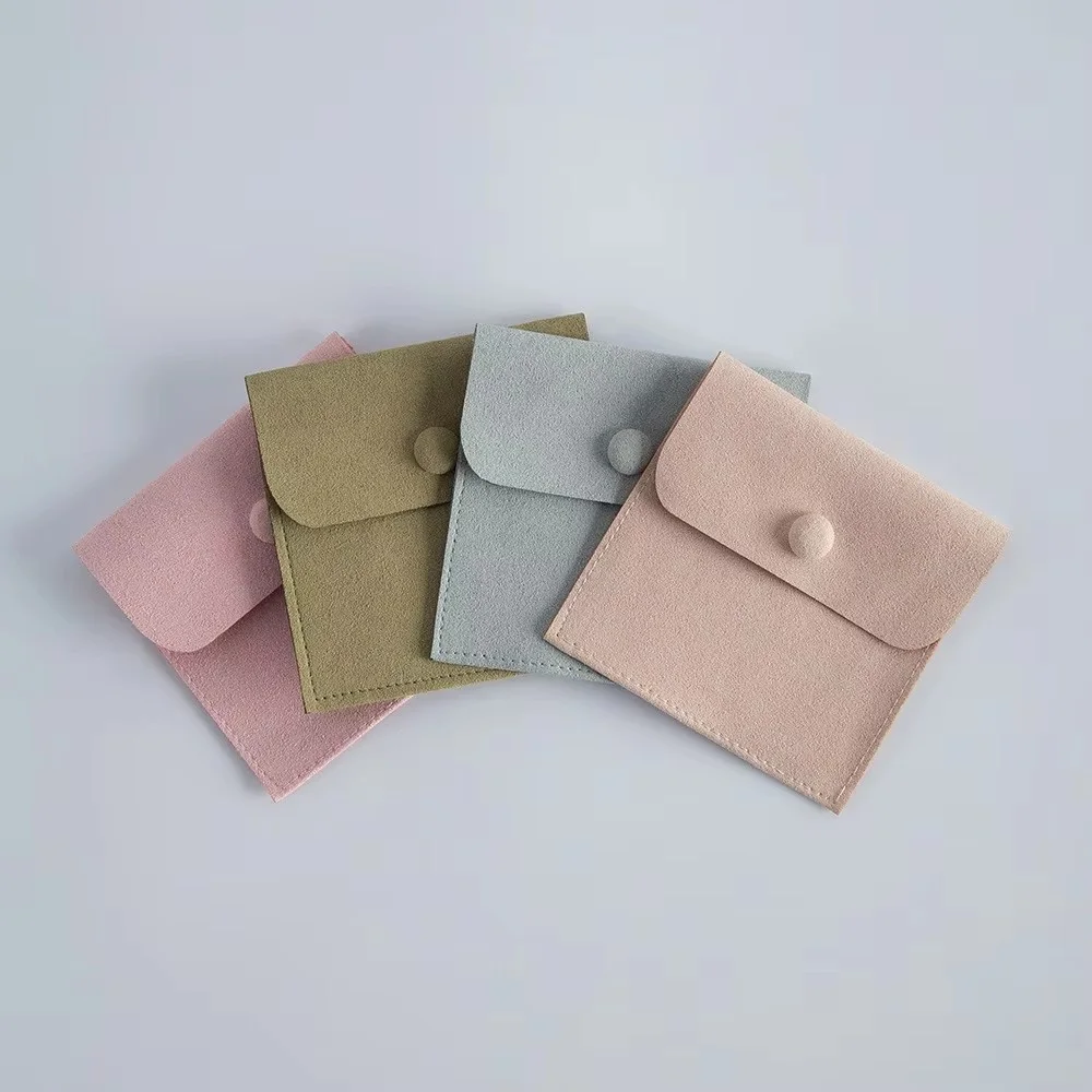 Hot Sale Luxury Mini Pu Envelope Earring Packing Bags Leather Jewelry Pouch With Flap Button