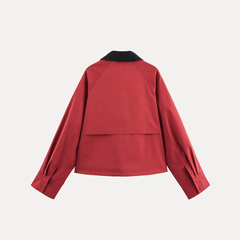 Printemps 2025 femmes Sle cire cuir col Jaet Patchwork manteau rue Faion Polyester Fiber 00% nouveauté