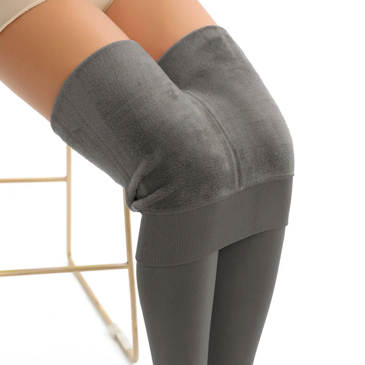 

Женские бесшовные леггинсы больших размеров на флисовой подкладке 300 г — толстые теплые зимние брюки, бархатный флис с высокой талией, очень теплые