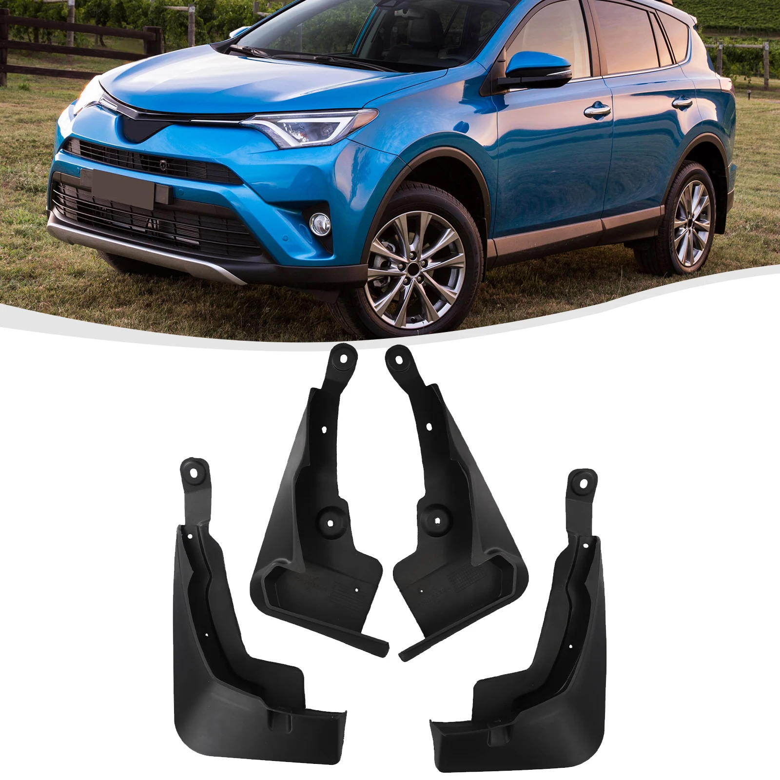 

Flaps Mudguard Fitment For Rav4 Wear-resistant Abs Black For Toyota Mud Flaps Part Screws Splash Guard Practical