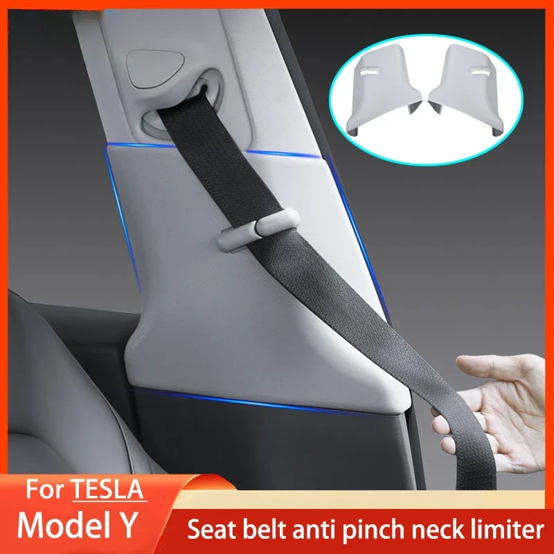 

For Tesla Model Y Car Safety Seat Belt Adjust Anti-Neck Belt Limiter Driver and Copilot Safety Seat Belt Anti Neck Buckle Panel