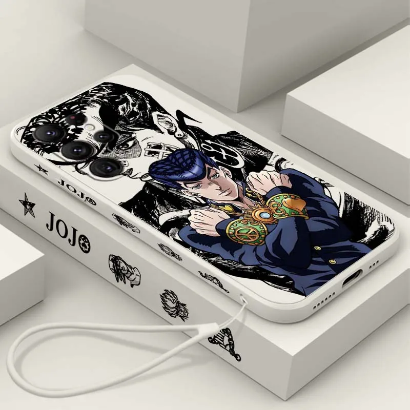 Anime JoJo Bizarre Adventure Phone Case For Samsung Galaxy S26 S25 S24 S23 S22 S21 S20 Pro Edge Ultra Plus FE Liquid Left Rope
