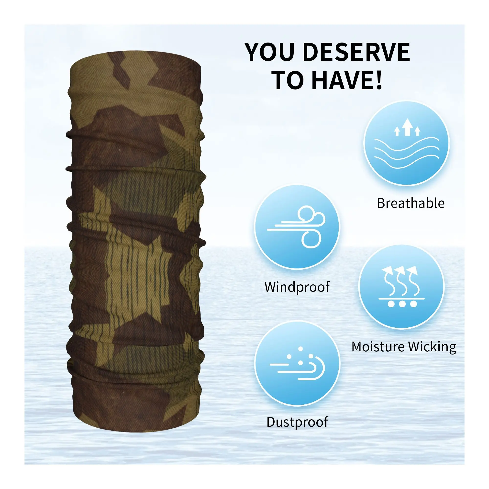 Bandana de camuflaje Splittertarn alemana personalizada de la Segunda Guerra Mundial, calentador de cuello para invierno, bufanda para la cara para esquí, polaina de camuflaje del ejército militar, diadema