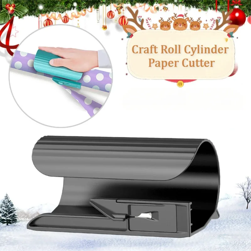 Tragbare Geschenkpapierschere, Handrollabstandspapierschneider, einfach zu bedienendes und sicheres Nähwerkzeug für Weihnachtsgeschenke.
