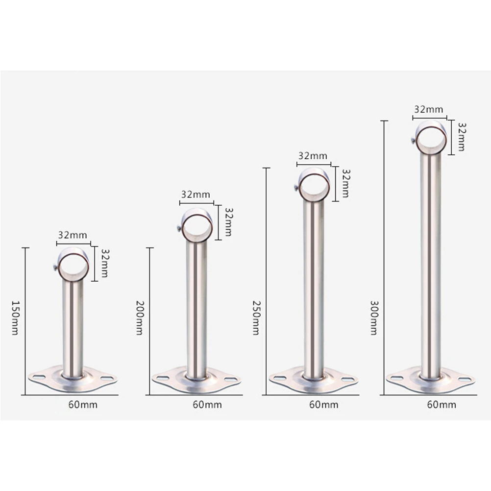 

2Pcs 32mm Thicken Stainless Steel Closet Rod Bracket Heavy Duty Shower Curtain Pipe for Balcony Bathroom Kitchen Wardrobe