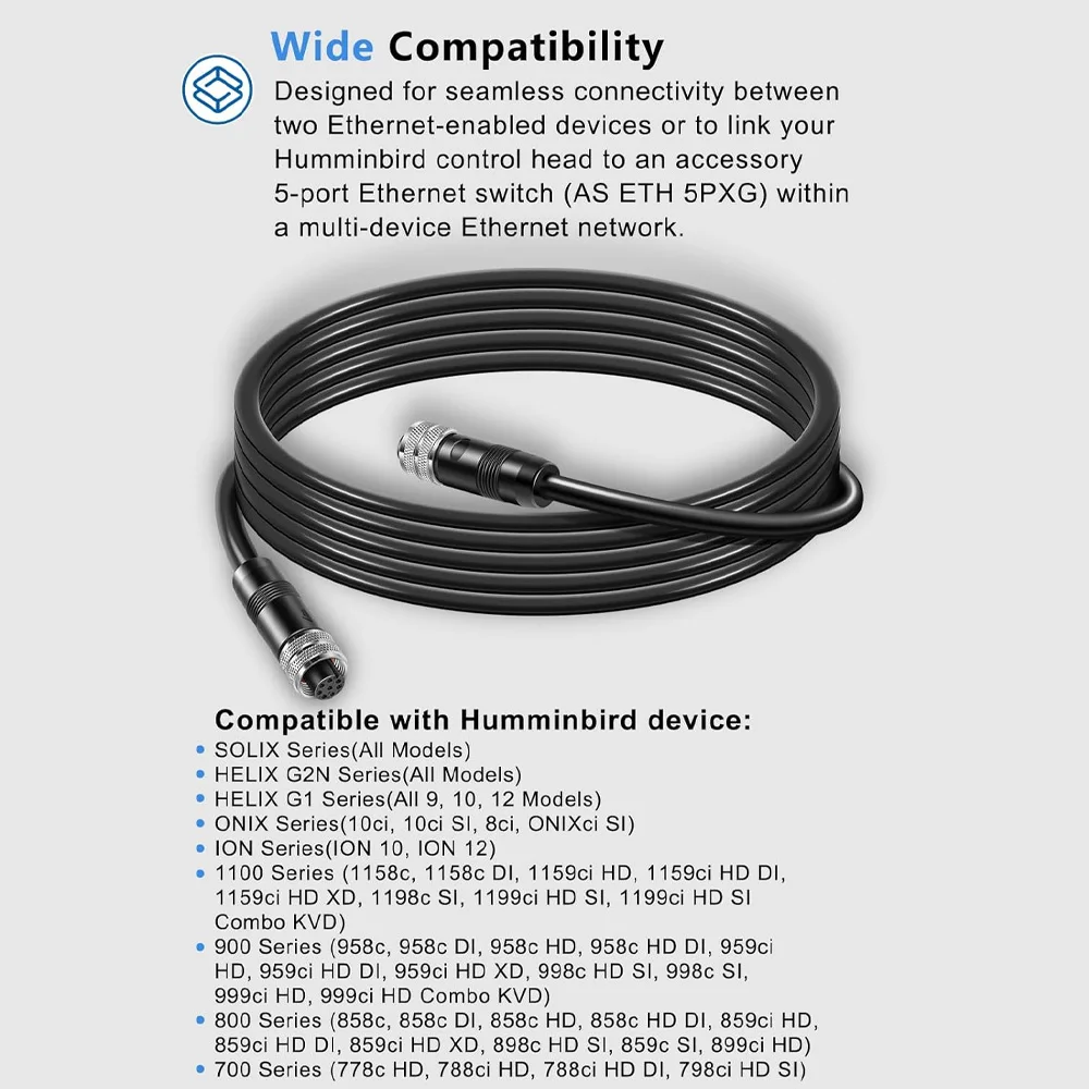 

720073-2AS EC 10E Ethernet Cable(10 Feet/3M) for Humminbird Networking Units Including Helix15 Helix12 Helix10 Helix9 Helix8 Hel