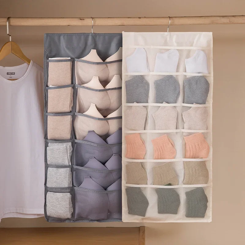 

Double-Side Underwear Bra Organizer Home Storage Washable Closet Door Hanging Bag Clothes Socks Short Divider Box 8-36 Grids