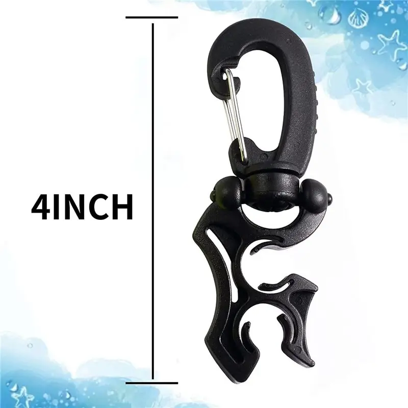 ABVH-2 Packs Scuba Hose Clip Scuba Diving Hose Holder Clip, Double BCD Dive Hose Holder With Snap Hook Buckle view 6
