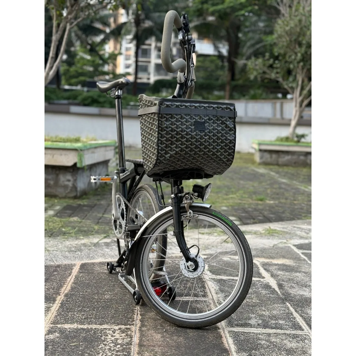 DJCRAWLER Folding Bicycle Front 9L Vegetable Basket Storage Bag Vegetable Basket Bag for Brompton Upgrade Parts
