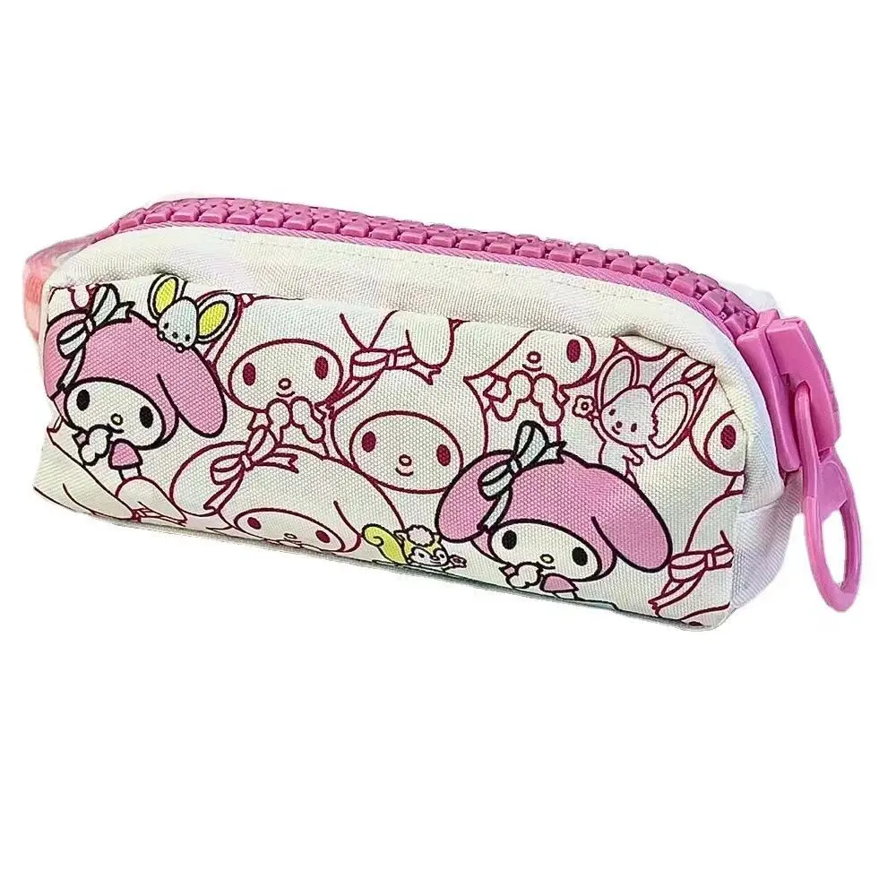 Sanrio Melody Pen Bag Girls Cartoon Cute Melody Zipper Makeup Bag Pencil Bag Student Large Capacity Stationery Storage Pen Bag