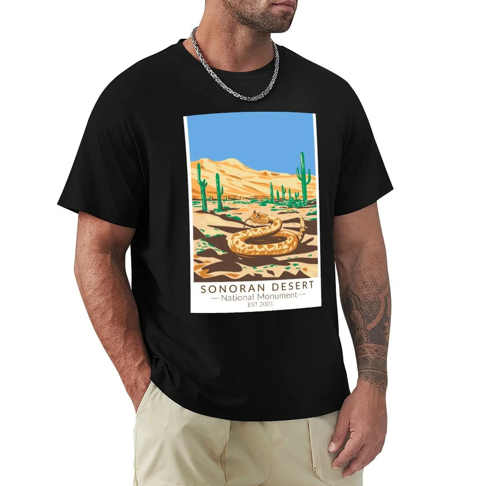 Sonoran Desert National Monument Rattlesnake Vintage T-Shirt Fashion Graphic Tee for Men