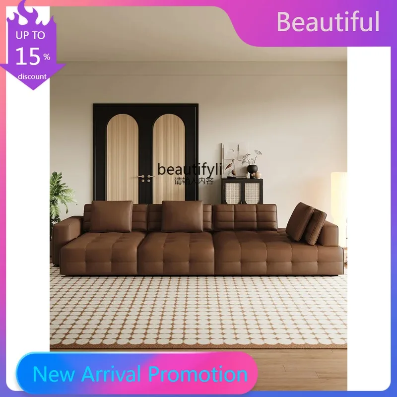 

KK80 Leather Sofa Multi-Functional Automatic Retractable Italian Minimalist Living Room Electric Sofa