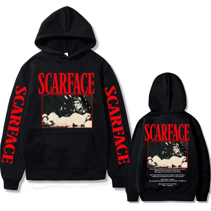 

Vintage 90s Movie Scarface Tony Montana Hoodie Men Casual Vintage Pullover Man Hip Hop Hoodies Mens Fashion Oversized Sweatshirt