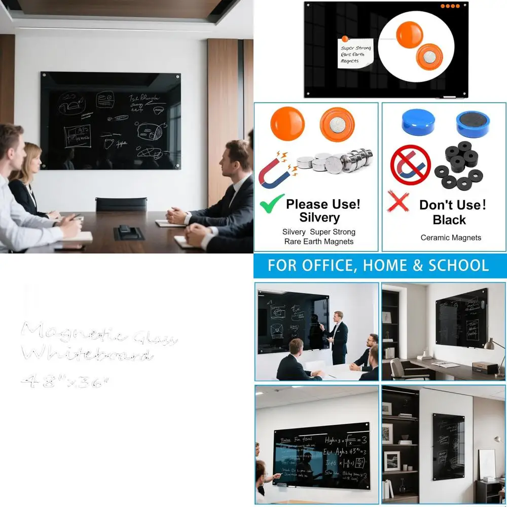 

Большая настенная магнитная доска для сухого стирания, 48x36 дюймов, безрамная доска для дома, офиса, школьного использования