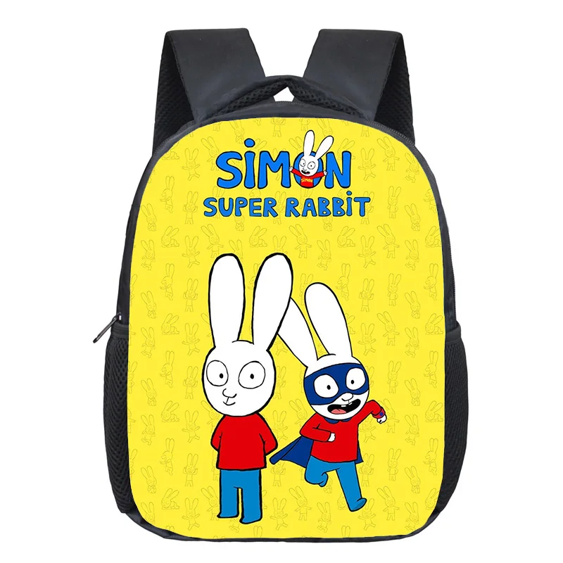 Mochila Escolar de Dibujos Animados Simon Super Rabbit para Niños y Niñas, Mochila Divertida con Estampado 3D de Anime