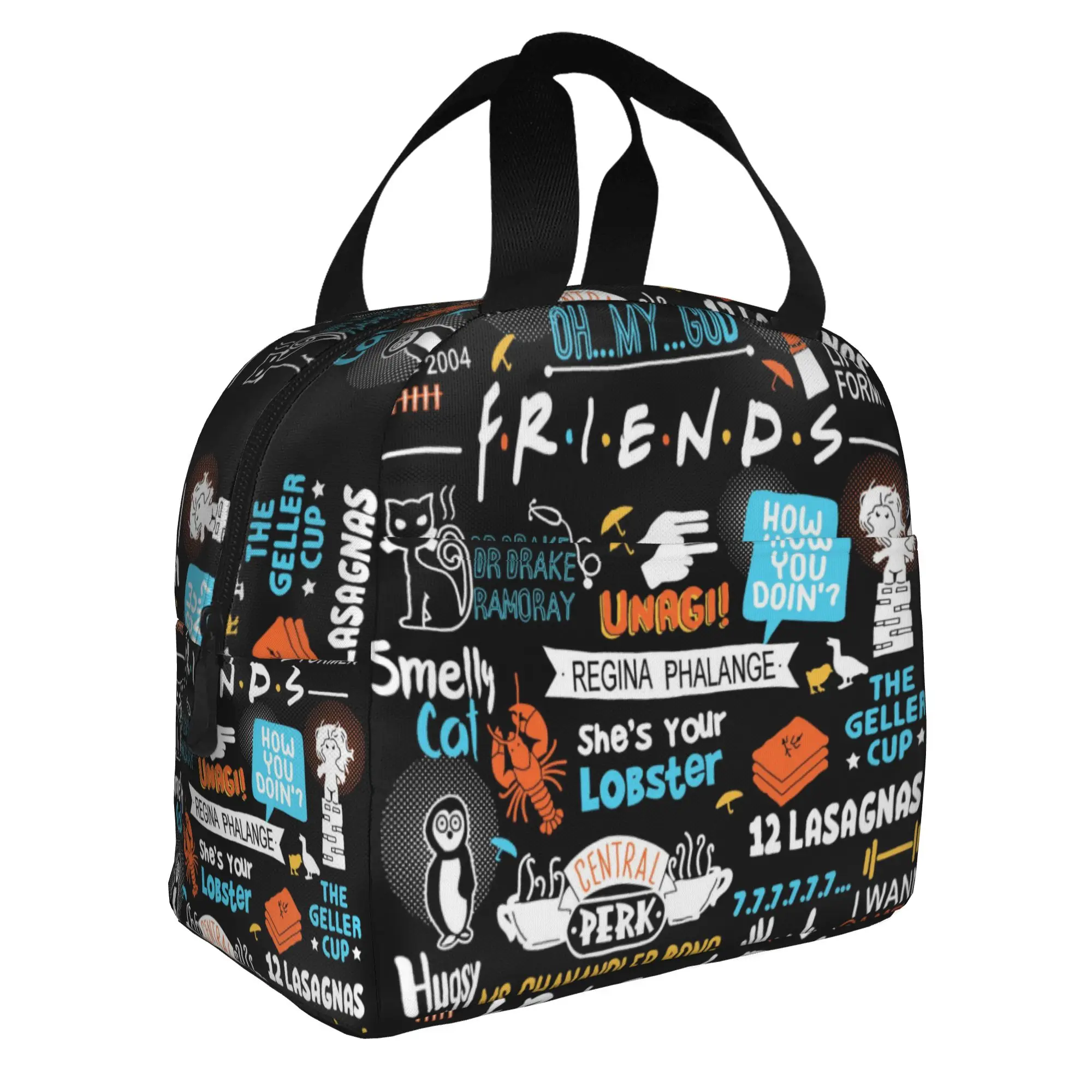 Friends TV Show Insulated Lunch Bags Women Funny Cartoon Decals Graffiti Resuable Cooler Thermal Food Lunch Box Work School