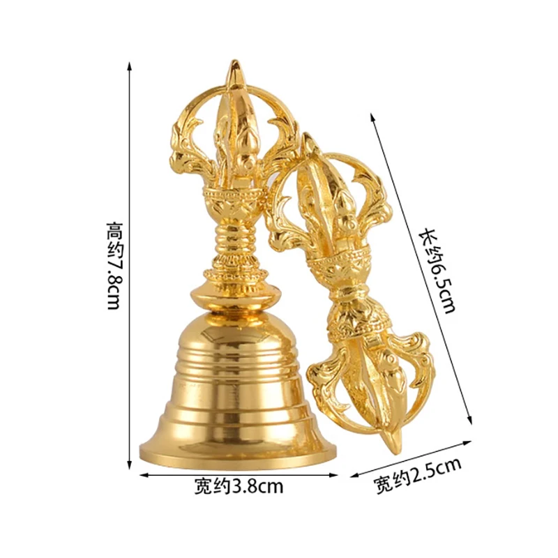 Luxury Gold Vajra Bell Pestle Nepal Brass Handheld Wind Chime Mini Tibetan Bells Chimes Buddhist Supplies Meditation Tools Gifts