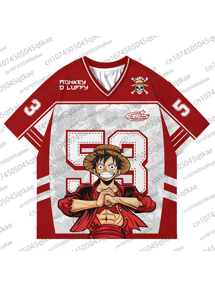 2025 uma peça macaco d.luffy anime camisa de futebol verão oversize respirável camisa vintage moda esporte bandai cosplay tshirt