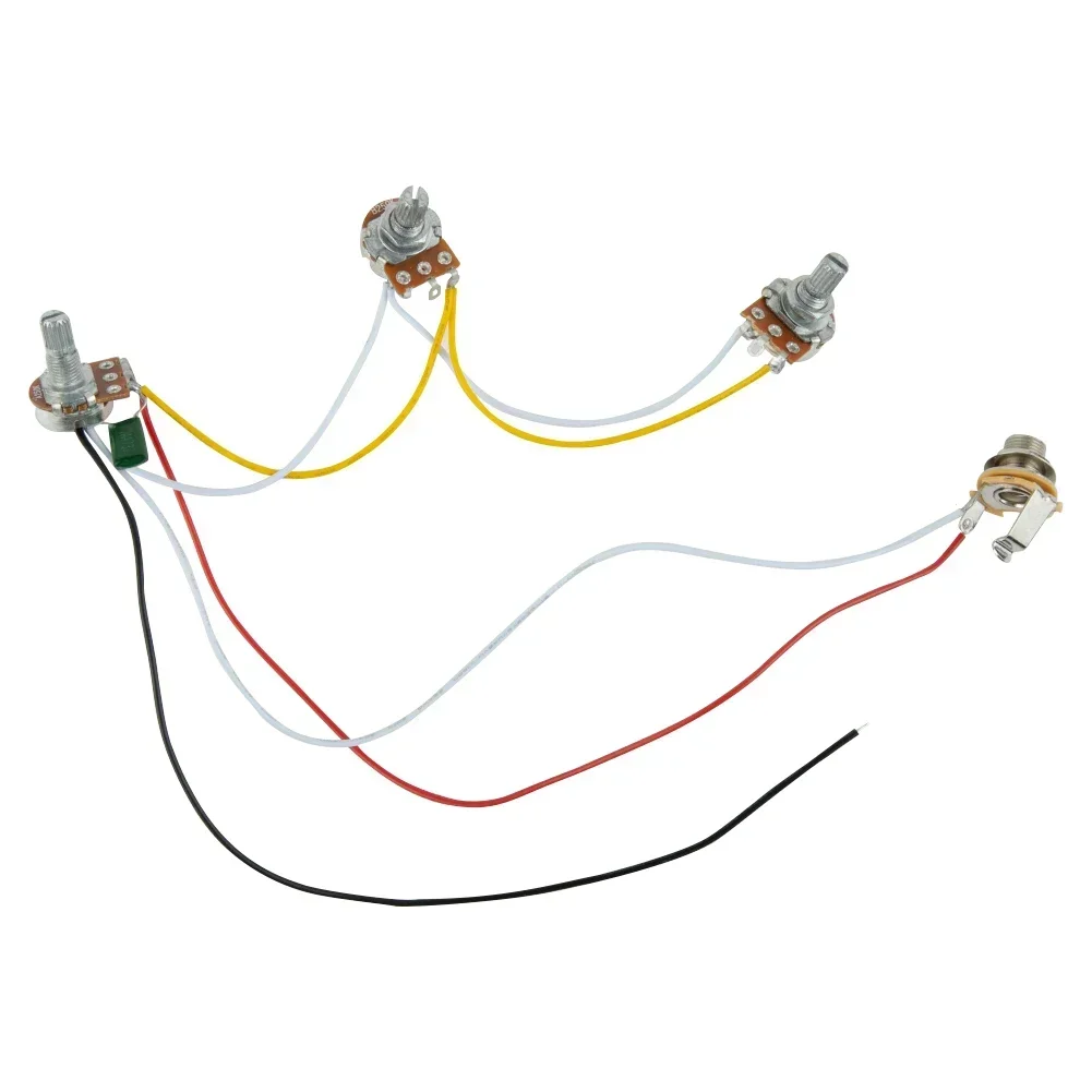 1 Set JB Bass Wiring Harness Prewired Set 250K Pots 2 Volume 1 Tone For Jazz Bass Parts 1 X A250k And 2 X B250k Pots Parts NEW view 4