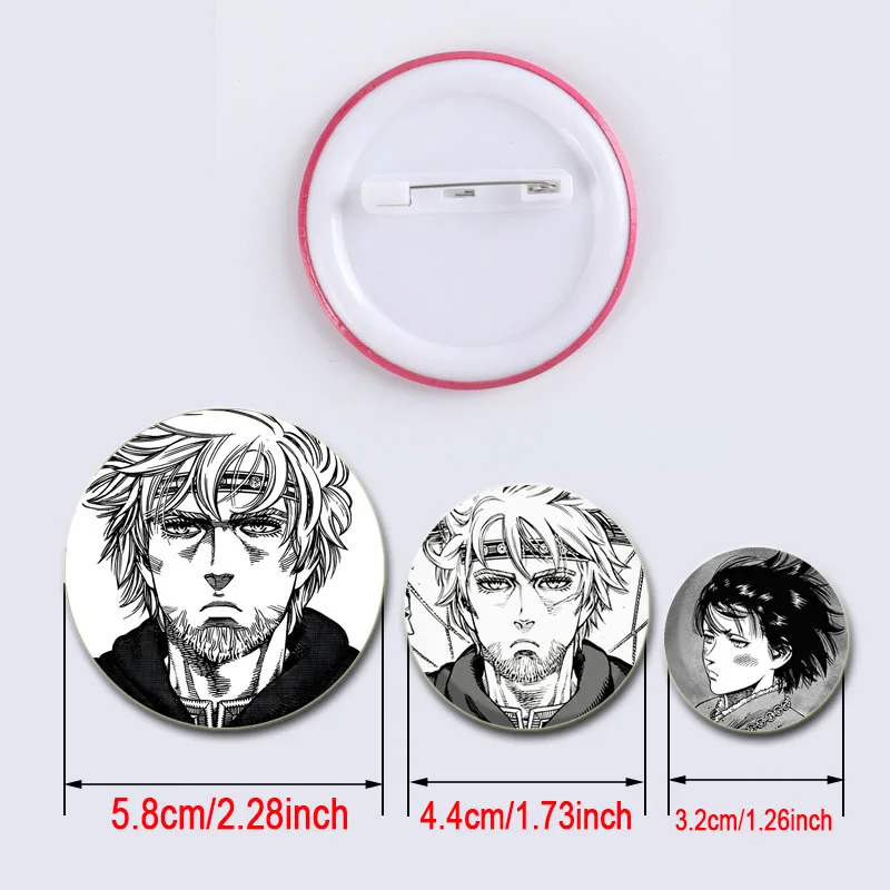 32/44/58mm Anime Vinland Saga Badge Tinplate Plastic Pins Button Brooches for Clothing Bag Backpack Decoration Souvenir Gifts