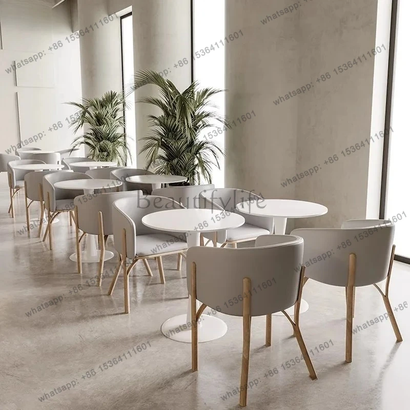 

Small Round Table Simple Chair Commercial Milk Tea Shop Reception Negotiation Table and Chair