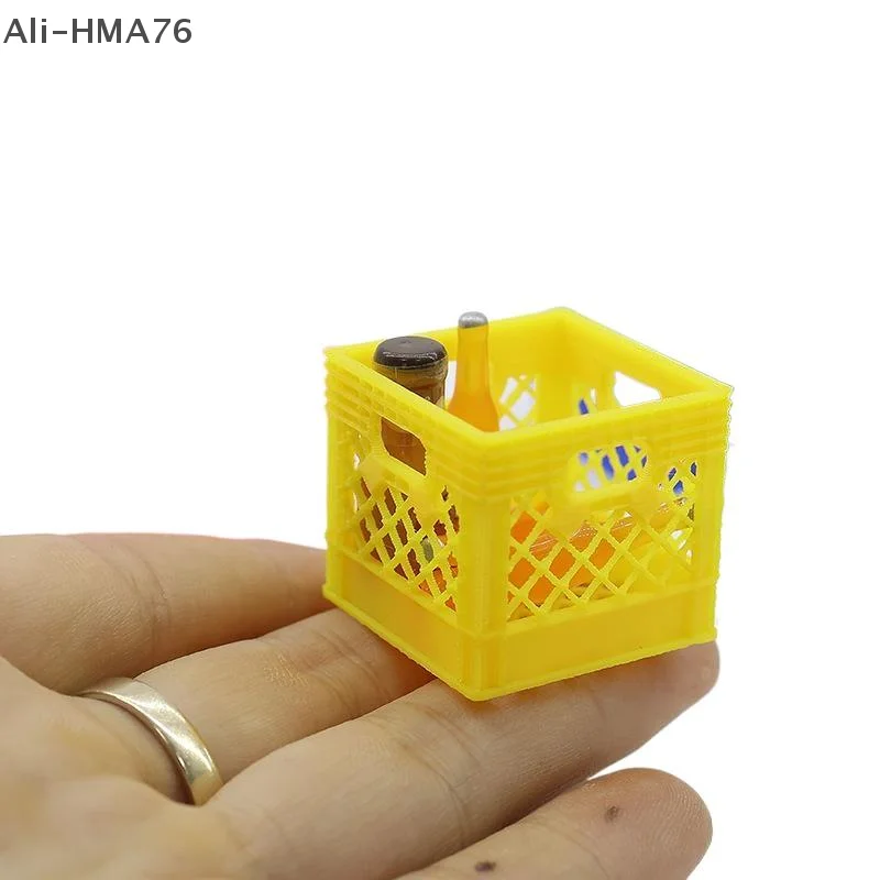 

1Pc 1:12 Dollhouse Miniature Beer Food Storage Basket Toy /5Pcs Wine Bottles Cups for Children Dollhouse Decoration Accessories