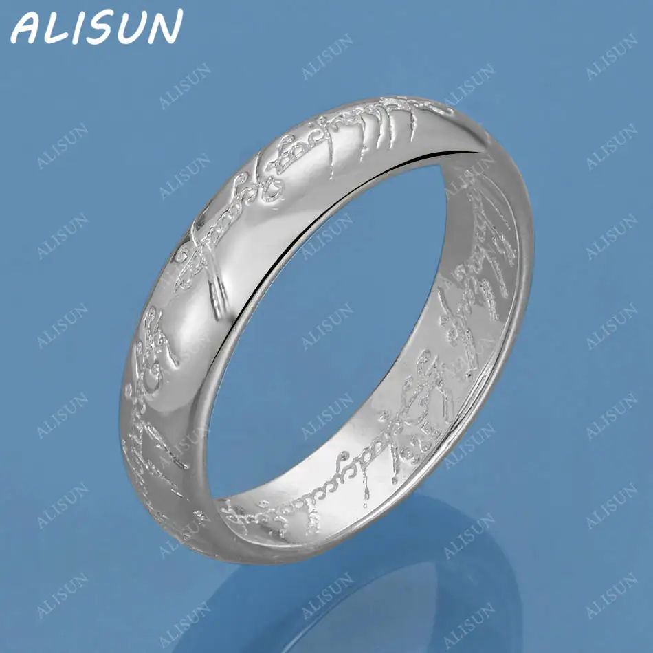 

ALISUN 925 Sterling Silver English Engraving Fine Ring For Women Men Fashion Jewelry Charm Grace Wedding Engagement Accessories