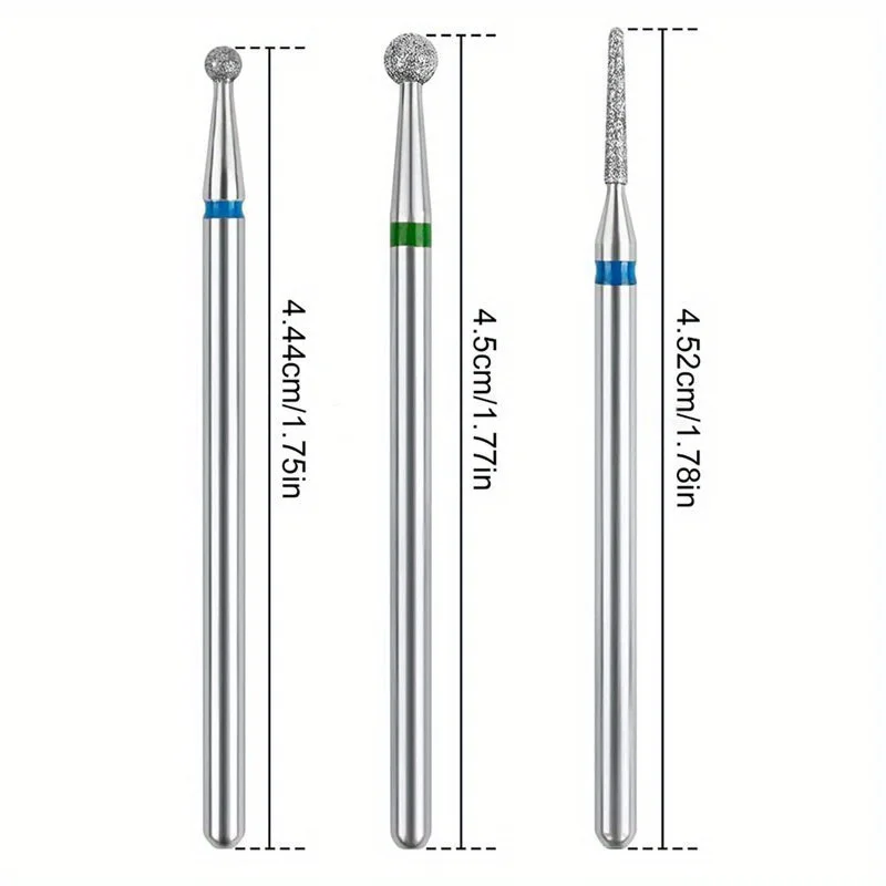 3 ชิ้น/ถุงเพชรเจาะเล็บชุด Bit ไฟฟ้าเครื่องตัดมิลลิ่งสําหรับเล็บโรตารี่ Burr Cuticle ทําความสะอาดเล็บเจาะอุปกรณ์เสริม