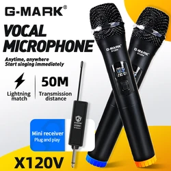 Wireless Microphone G-MARK X120V 2 Channels Handheld Karaoke Mic For Party Meeting Show Home School