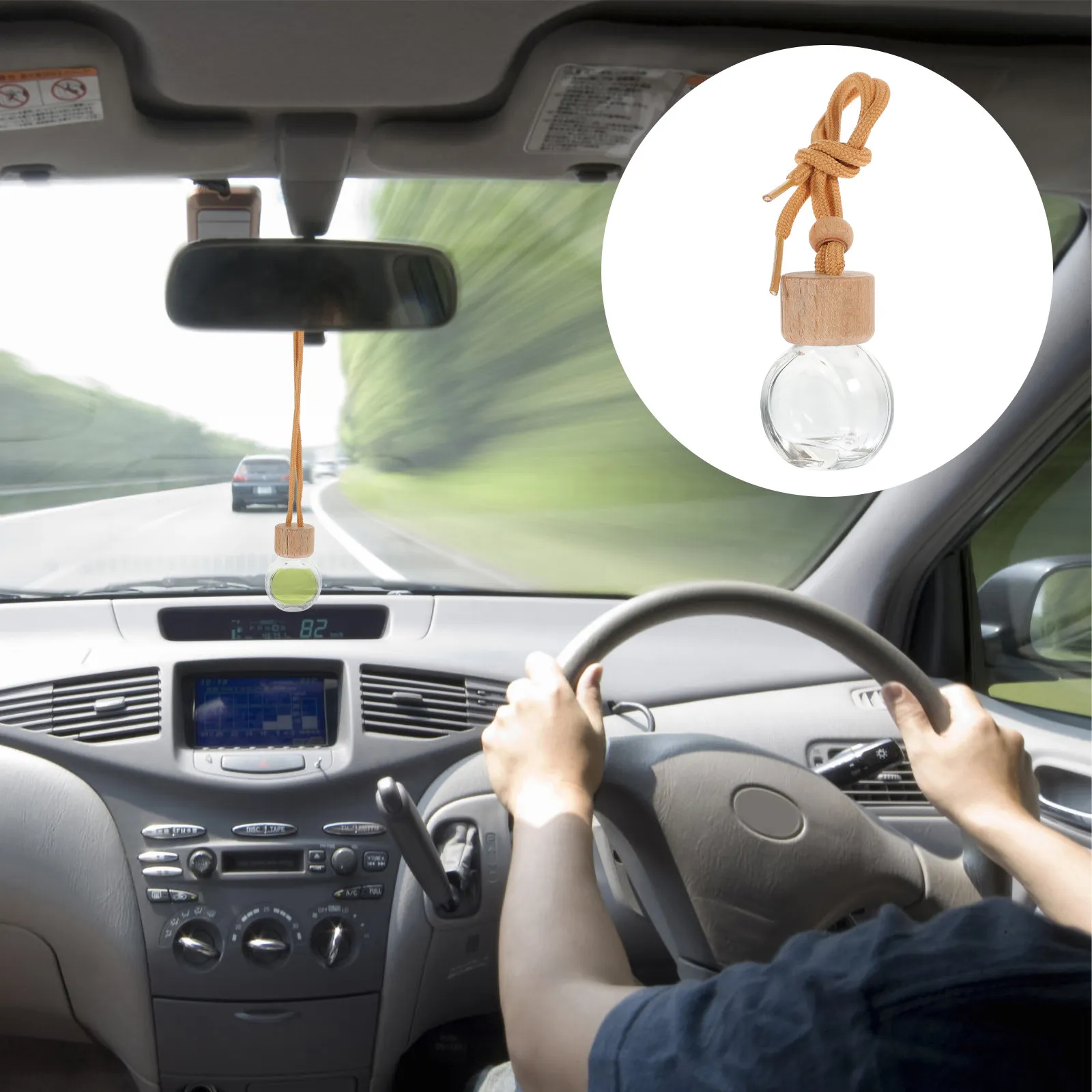 10pcs Perfume Bottle Pendants Refillable Glass Bottles For Car Air Freshener Hanging Diffusers Empty Car Accessories Essential