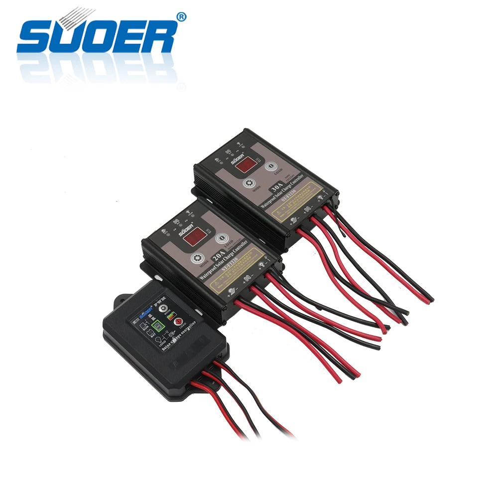 Suoer【 PWM Charge Controller 】 solar controller 12v 24v 20a manual PWM solar charge controller(ST-F1220)