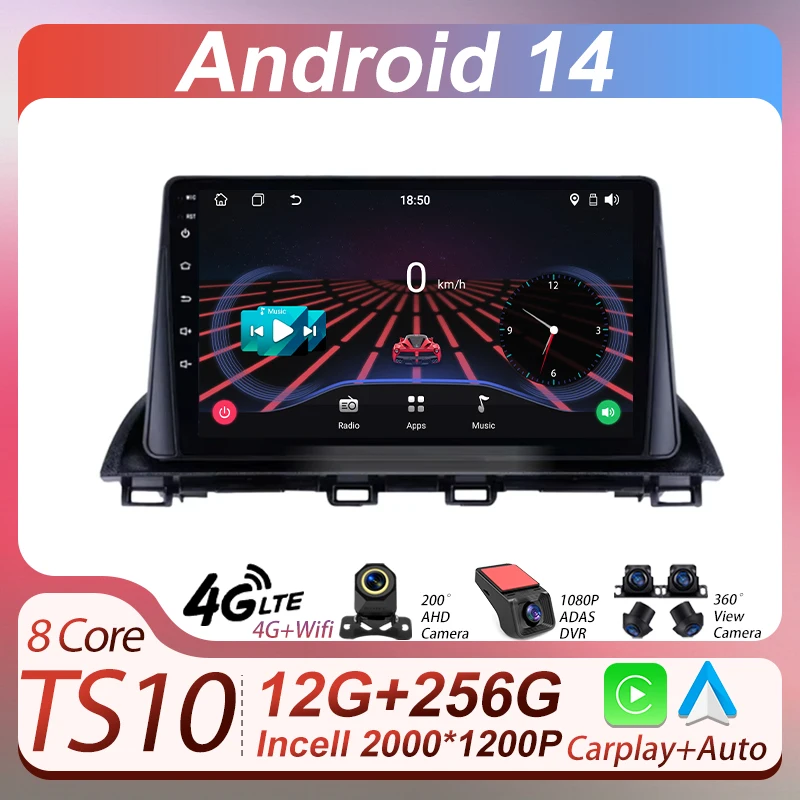 

Car Video Player For Mazda 3 Axela 2014 - 2018 2019 Car Radio Multimedia Player Autoradio Carplay Android Auto Touch Screen BT