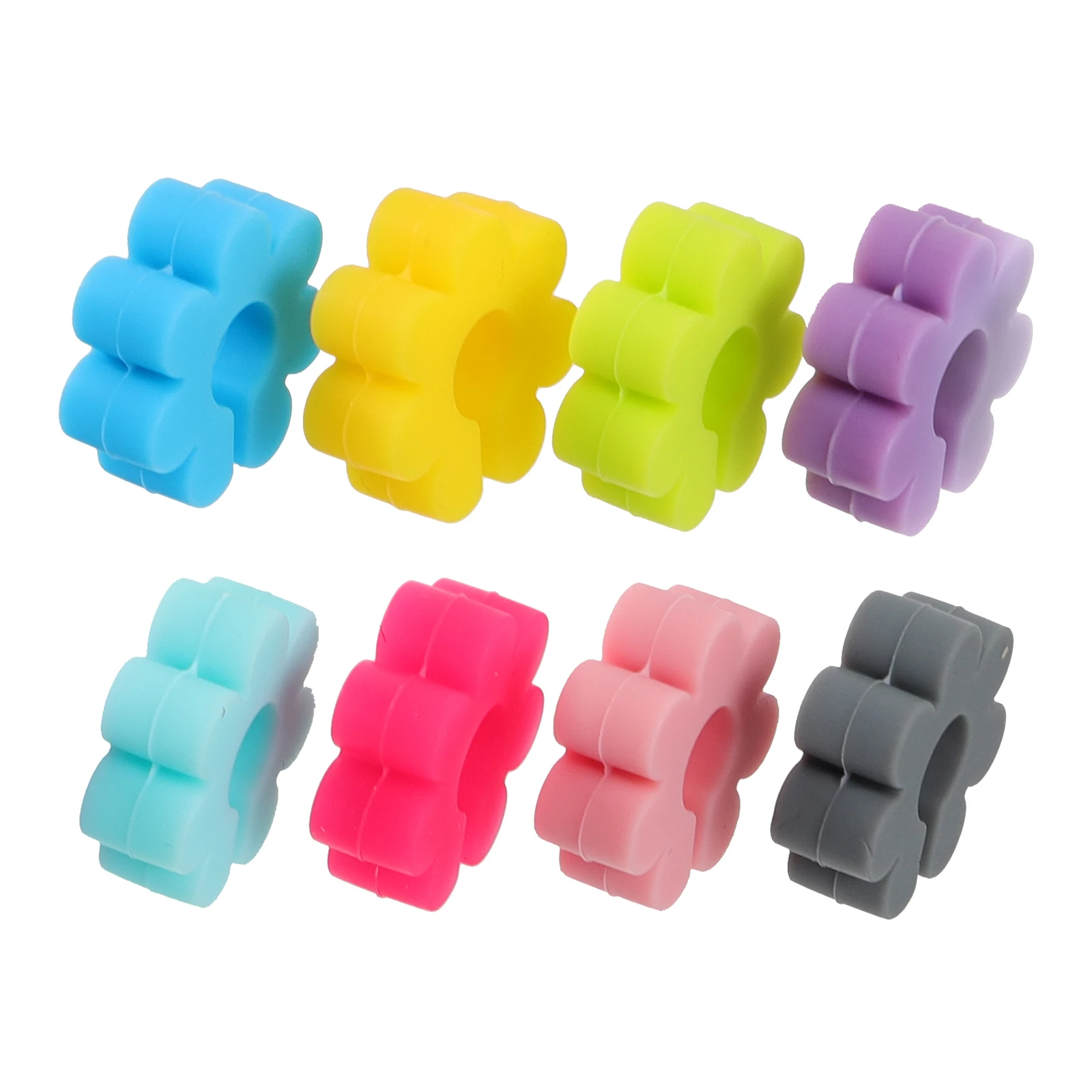 

8pcs Glass Charms Floral Drink Markers Silicone Tags Party Accessories Beautiful Decorative Glass Labels