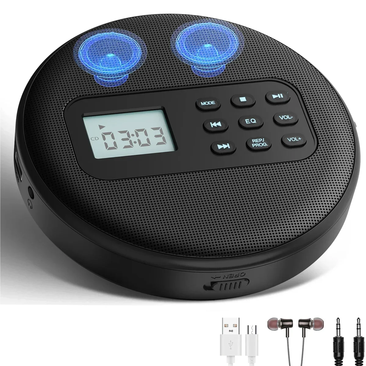 

portable cd player with bluetooth rechargeable discman with speakers walkman cd player with USB bluetooth transmitting