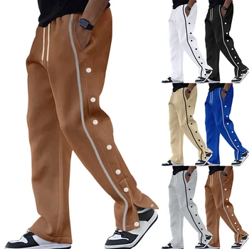 Avrupa ve amerika birleşik devletleri sınır ötesi eğlence spor göğüslü erkek yeni sonbahar gevşek düz davul beraberlik halat büyük boy pantolon