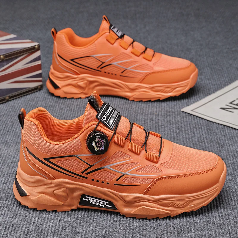 

2025 Spring and Autumn New Thick Soled Height Increasing Men's Sports Shoes Fashion Rotating Button Low Cut Casual Shoes