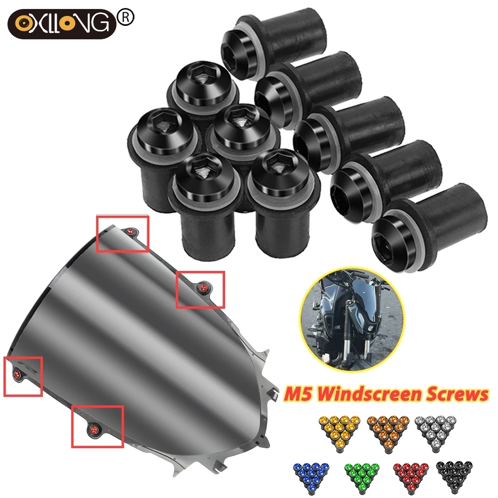 

For BMW S1000XR R1250GS F750GS F850GS F 850 GS F650CS 10PCS 10PCS M5 Motorcycle Windshield Rivet Nuts Screws Wind Screen Bolts