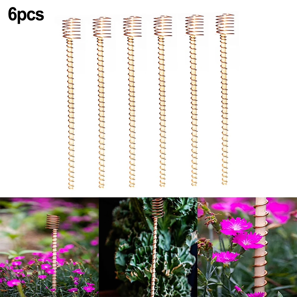 6Pcs 12 Inch Copper Wire Plant Stakes Electroculture Antenna Set With Wooden Pole For Indoor Outdoor Garden Vegetable Flower Gro