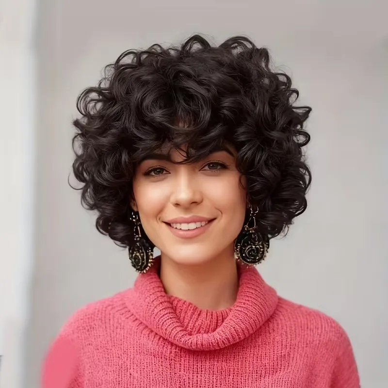 Black Curly Pixie W… - image