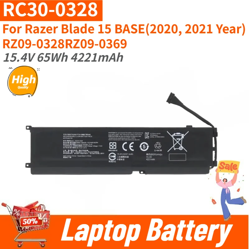 RC30-0328 High Quality Laptop Battery 15.4V 65Wh 4221mAh for Razer Blade 15 BASE 2020 2021 Year RZ09-0369 RZ09-0328/0369
