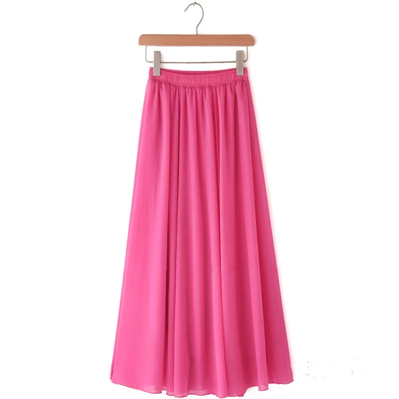 Women Pleated chiffon Skirt 2022 Spring Summer Fashion A line High Waist long maxi skirt Saias Femininas