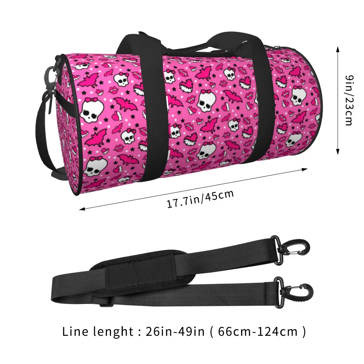 Bolsa de ginástica Monster High para homens, padrão rosa bonito, bolsas esportivas de treinamento, personalizadas com sapatos, bolsa de fitness engraçada, bolsas impermeáveis