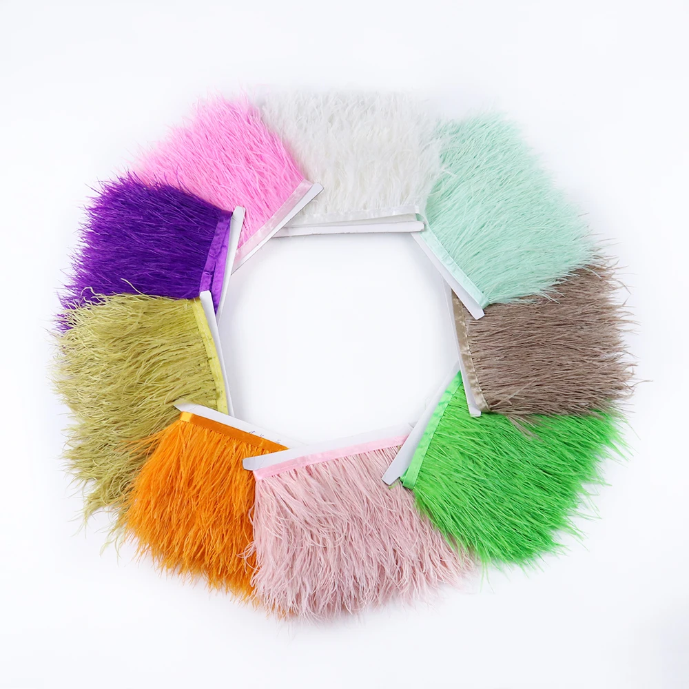 8-10cm Ostrich Feather Trims for Dress Clothing Sewing Crafts Wedding Party Decoration Ostrich Feather Ribbon 1Meters