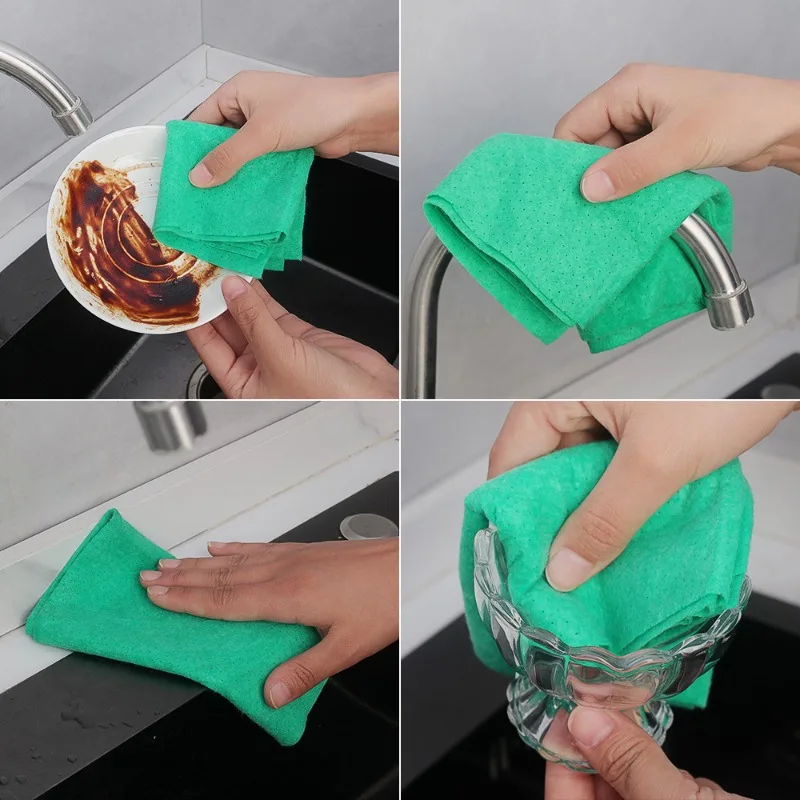 15/3PCS Microfiber Cleaning Cloth High Absorbent Breathable Dishwashing Cloth Kitchen Non-Stick Oil Dish Cleaning Towel Home Rag